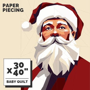 Xmas Santa Portrait Quilt Pattern, Paper Piecing Quilt Patterns, Christmas Paper Piecing Patterns | Instant Download PDF - 30 x 40 Inch