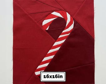 Candy Cane Quilt Pattern 16×16" – Christmas Holliday Paper Piecing