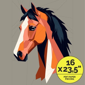 Horse Paper Pieced Pattern, Horse Quilt Pattern For Beginners | Room Decor | Instant Download Pdf - 16 x 23.5 Inch