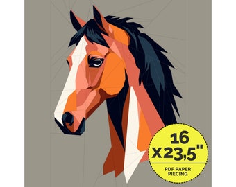 Horse Paper Piecing Pattern, Beginner Quilt (PDF Pattern)