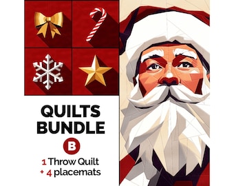 Christmas Quilt Pattern Bundle, Santa Claus, Holiday Placemats (PDF Pattern)