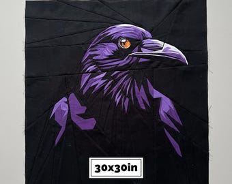 Raven Halloween Quilt Pattern PDF – 30" FPP Gothic Wall Hanging