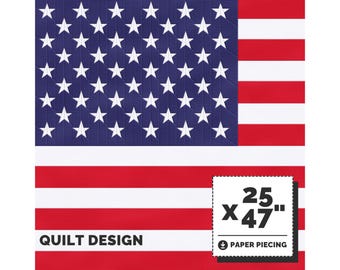 Amerikanische Flagge Quilt Anleitung, USA Papiermalerei (Instant Download PDF)