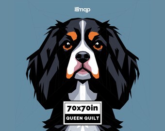 Cavalier King Charles Quilt Pattern (70x70") | Modern Dog Quilt (PDF)