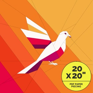 Sunset Dove Quilt Pattern, Beginner Friendly (20x20 Inch PDF)