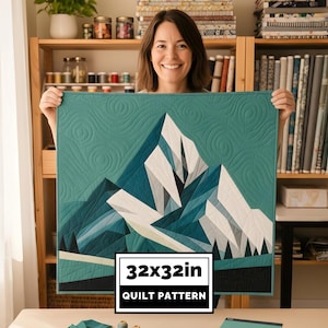 Patrón de colcha Emerald Mountain – FPP, colcha de pared moderna (descarga en PDF)