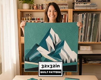 Emerald Mountain Quilt Pattern – FPP, Modern Wall Quilt (PDF Download)