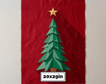 Christmas Tree Quilt Pattern PDF 20×29"– Paper Piecing Christmas Wall Hanging