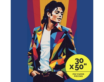 Michael Jackson Quilt Pattern, FPP Portrait (PDF Download, 30x50)