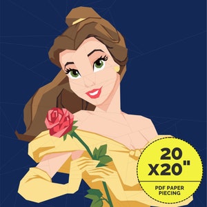 The Beauty & The Beast Quilt Pattern,Princess Quilt Pattern, Quilting Patterns For Beginners | Instant Download Pdf - 20 x 20 Inch