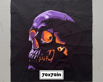 Skull Halloween Quilt Pattern PDF – 70" Gothic Bed Quilt (FPP)