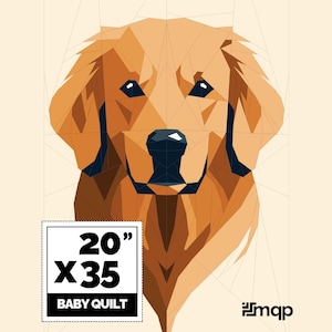 Golden retriever-quiltpatroon, FPP-hondenportret (pdf-download)