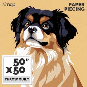 Tibetan Spaniel Quilt Pattern, Dog Paper Piecing Patterns, Animal Quilt Patterns, Room Decor | Instant PDF Download - 50 x 50 Inch - THROW