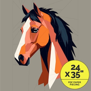 Horse Paper Pieced Pattern, Horse Quilt Pattern For Beginners | Room Decor | Instant Download Pdf - 24 x 35 Inch