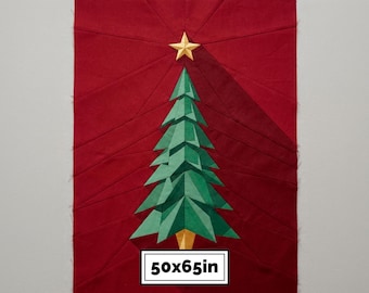 Christmas Tree Quilt Pattern PDF 50×65"– Paper Piecing Christmas Wall Hanging
