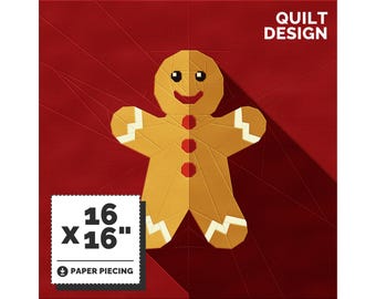Gingerbread Man Quilt Pattern, Christmas Paper Piecing (Instant Download PDF)