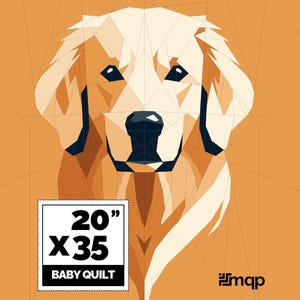 Mönster för golden retriever-quilt, geometriskt hundporträtt (PDF för direktnedladdning)