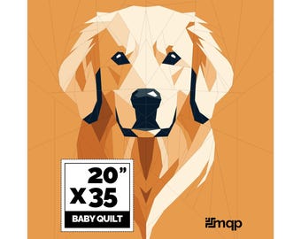 Golden Retriever Dog Quilt Pattern, Paper Piecing Patterns For Quilting, Quilt Patterns For Beginners | Instant Download PDF - 20x35&quot;