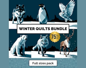 Winter Animals Quilt Pattern Bundle PDF – 6 FPP Patterns - Full Sizes Pack