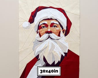 Santa Claus Quilt Pattern PDF 30×40" – Modern Christmas Paper Piecing