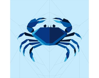Motif de courtepointe crabe pour débutants, motifs d'assemblage de papier de base | Décoration de chambre - PDF à téléchargement immédiat