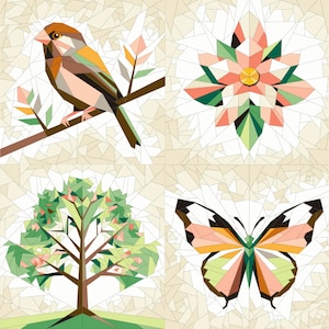 Spring Quilt Pattern, Foundation Quilt Paper Piecing Pattern, Easy Quilt Patterns | Quils Bundle - Instant Download Pdf
