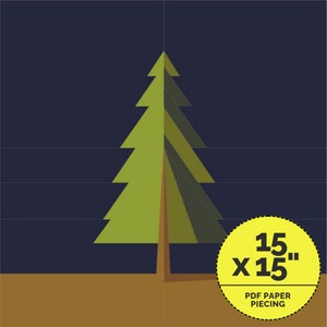 Modello per trapunta a forma di albero di pino della foresta, modelli di carta per trapuntatura, PDF con download istantaneo, 15 x 15 pollici