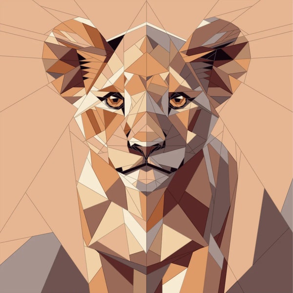Motif de courtepointe bébé roi lion, motif blocs de courtepointe animaux, motif patchwork pour lion | Décoration de chambre d'enfant - PDF à téléchargement immédiat