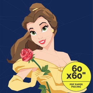 The Beauty & The Beast Quilt Pattern,Princess Quilt Pattern, Quilting Patterns For Beginners | Instant Download Pdf - 60 x 60 Inch