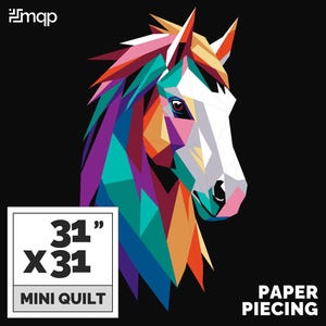 Pferd Quilt Anleitung, 100% gequiltet, Quilt Anleitung für Anfänger | Sofortiger Download Pdf - 31,5 x 31,5 Zoll
