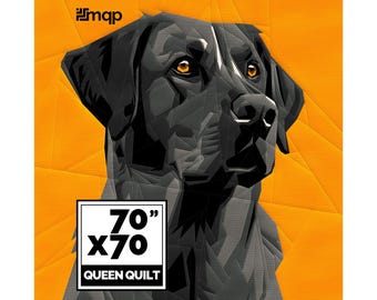 Black Lab Quilt Pattern: 70x70" Dog Portrait FPP (PDF Pattern)