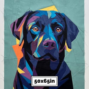 Black Labrador Dog Quilt Pattern (50x65 inch), Paper Piecing (PDF Pattern)