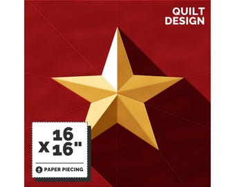 Xmas Star Paper Piecing Quilt Pattern, 16x16 Inch (PDF Pattern)