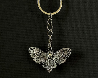 Death-head Moth Keychain- Insect Lover, Alt Gothic Accessory, Bag Charm, Punk Jewelry, Bug Keyring