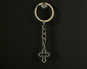 Cross Keychain- Edgy Punk Keychain, Alternative Bag Charm, Gothic Emo Fashion, Keyring, Accessories