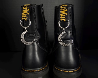 Swirly Moon Boot Charms – Gothic Celestial Shoe Accessory
