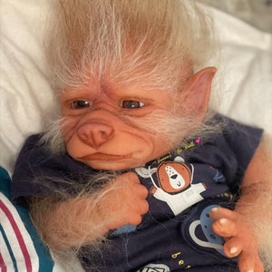 Reborn Baby Werepup with Optional Pacifier & Fangs, Hand Painted, Hand Rooted Custom