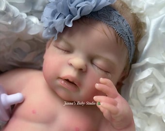 READY TO SHIP Full Body Silicone Baby Cammie Platinum Marshmallow Silicone, Open Mouth