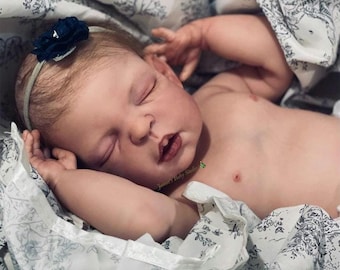 Full Body Silicone Baby Cammie, 6 Months Size Platinum Silicone, Open Mouth