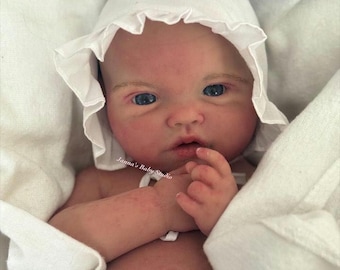 READY TO SHIP Full Body Platinum Marshmallow Silicone Baby Addie: Baby Girl or Boy, Open Mouth