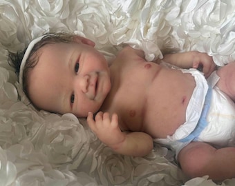 Full Body Soft Platinum Silicone Chunky Baby, Vivi Open Mouth with Tongue