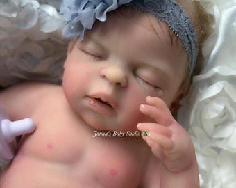 Full Body platina siliconen baby camryn: 8 pound mollige pasgeboren babyjongen met open mond