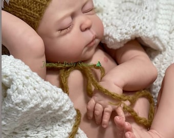 Full Body Platinum  Silicone Baby Camryn: 8 lb Chubby Newborn Baby Boy with Open Mouth