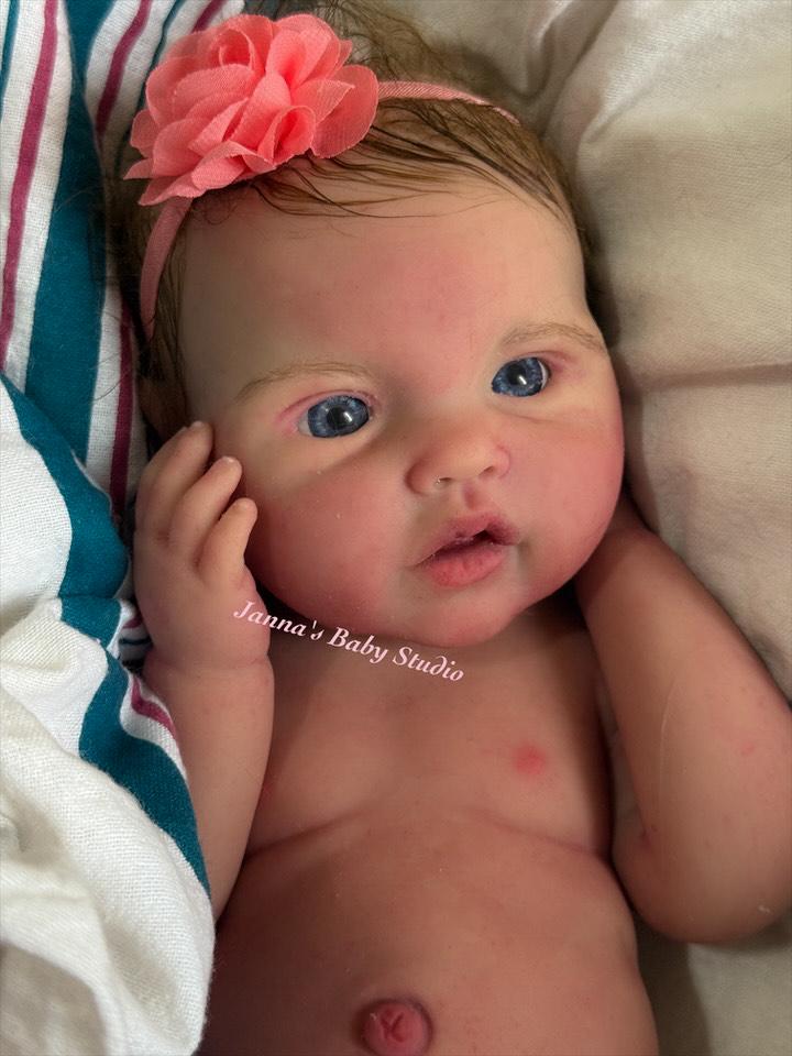 Full Body Silicone Baby Addie Custom Solid Platinum Silicone Baby, Open Mouth , Solid Silicone Newborn Baby Girl