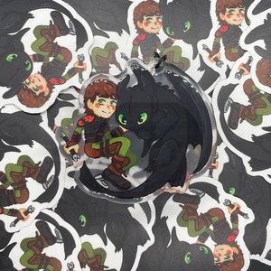 HTTYD How to train your dragon inspired Hiccup and Toothless, Acrylic charm, sticker, movie