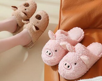 Cute slippers,pig slippers,home slippers,animal slippers,plush slippers,fluffy slippers,home slippers,cotton slippers