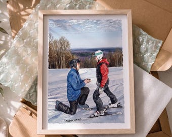 Personalized couple portrait from photo , Custom watercolor painting, Handmade art print