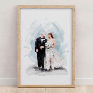 Custom Wedding Portrait - Painting from Photo, 1st Anniversary Gift, Gift for Her/Him, Couple Gift, Engagement Gift, Hand Drawn Illustration