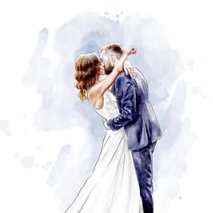 Aangepaste bruiloft portret schilderij van foto, cadeau 1e verjaardag, cadeau voor haar/hem, cadeau paar, verlovingscadeau, handgetekende illustratie