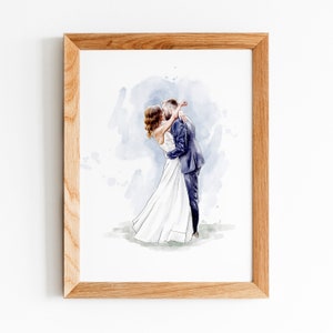 Benutzerdefiniertes Porträt vom Foto, personalisiertes Hochzeitsgeschenk, Aquarell Malerei, Hochzeitstag, Geschenke für Frau Mann, Paar Porträt, Familiengeschenk